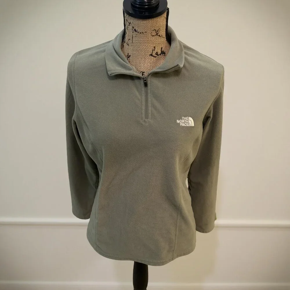 The North Face Women's Large TKA 100 Glacier Fleece 1/4 Zip Pullover Sage Green - Picture 2 of 10